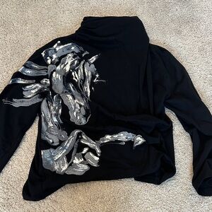 Zara Black Sweatshirt with Silver Graphic